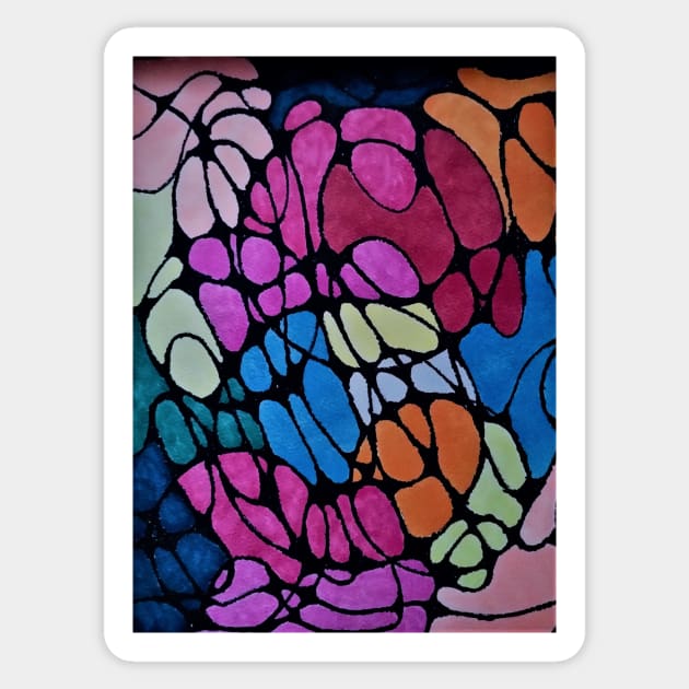 Stained Glass 3 Mosaic Art-Neographic Art,Relaxing Art,Meditative Art Sticker by born30